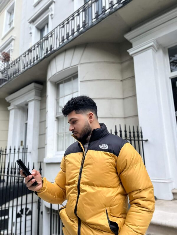Mens North Face Retro 1996 Nuptse Jacket in Yellow - Image 2