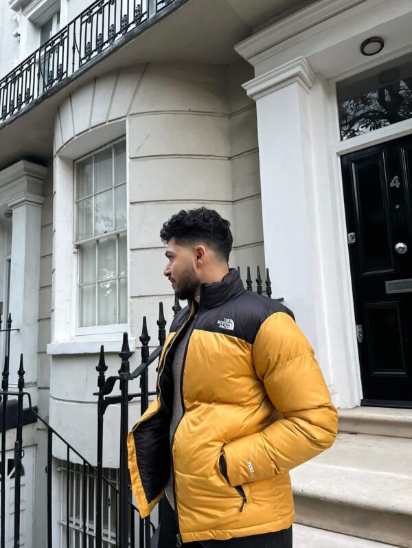 Mens North Face Retro 1996 Nuptse Jacket in Yellow - Image 4